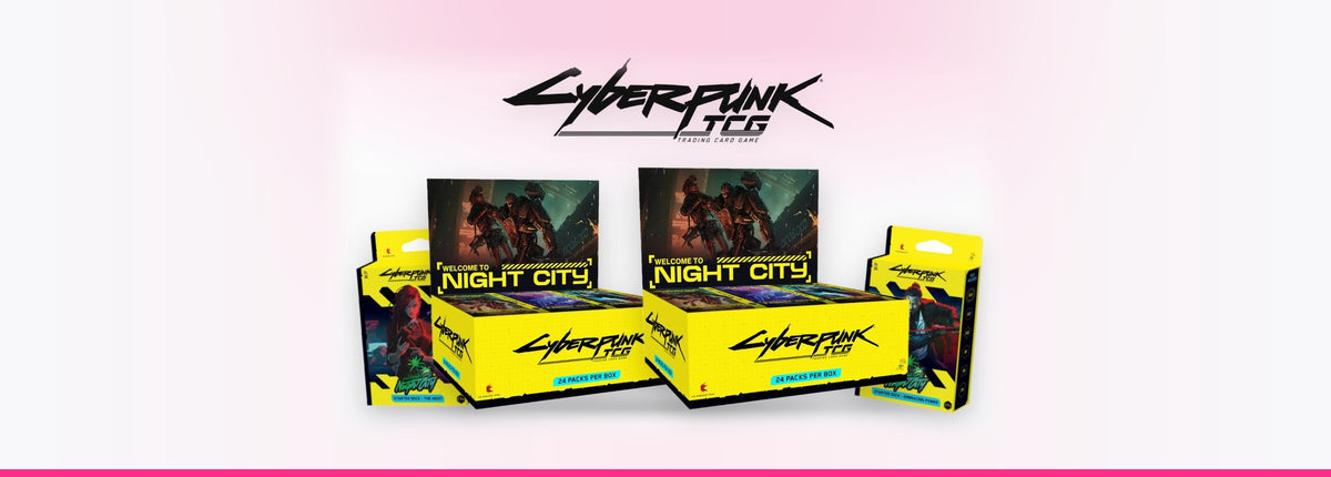 Cyberpunk TCG Welcome to Night City : les displays et les deux decks de démarrage The Heist et Embracing Power