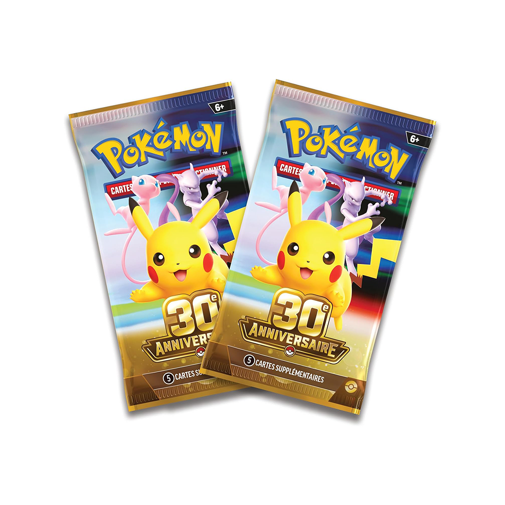 Les 2 boosters Pokémon 30e Anniversaire FR du blister
