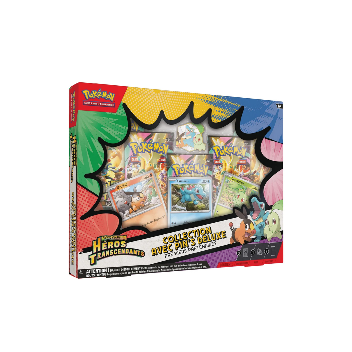 Pokémon – Coffret Pin's Deluxe Premiers Partenaires Héros Transcendants (ME2.5) – FR