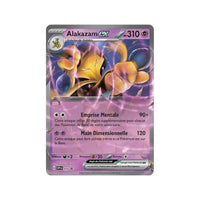 Carte promo brillante Alakazam-ex en français du coffret, 310 PV, attaques Emprise Mentale et Main Dimensionnelle