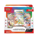 Coffret Premiers Partenaires Série 2 en français, vu de face : booster Série 2 et 2 boosters Méga-Évolution