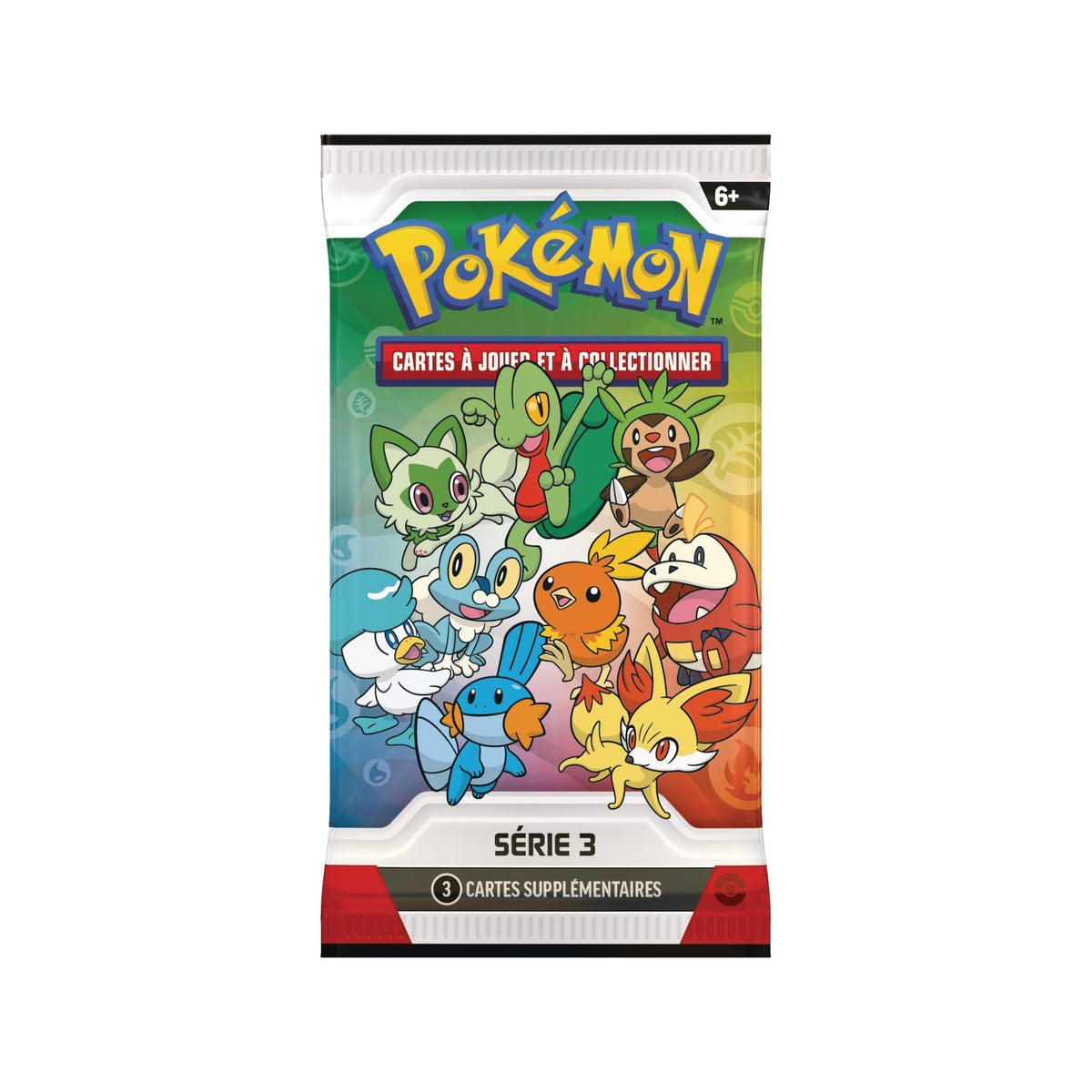 Booster promo Série 3 en français, 3 cartes : Poussifeu, Gobou, Arcko, Feunnec, Grenousse, Marisson et starters de Paldea
