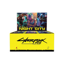 Display Cyberpunk TCG Welcome to Night City en anglais : boîte de 24 boosters ouverte, vue de face