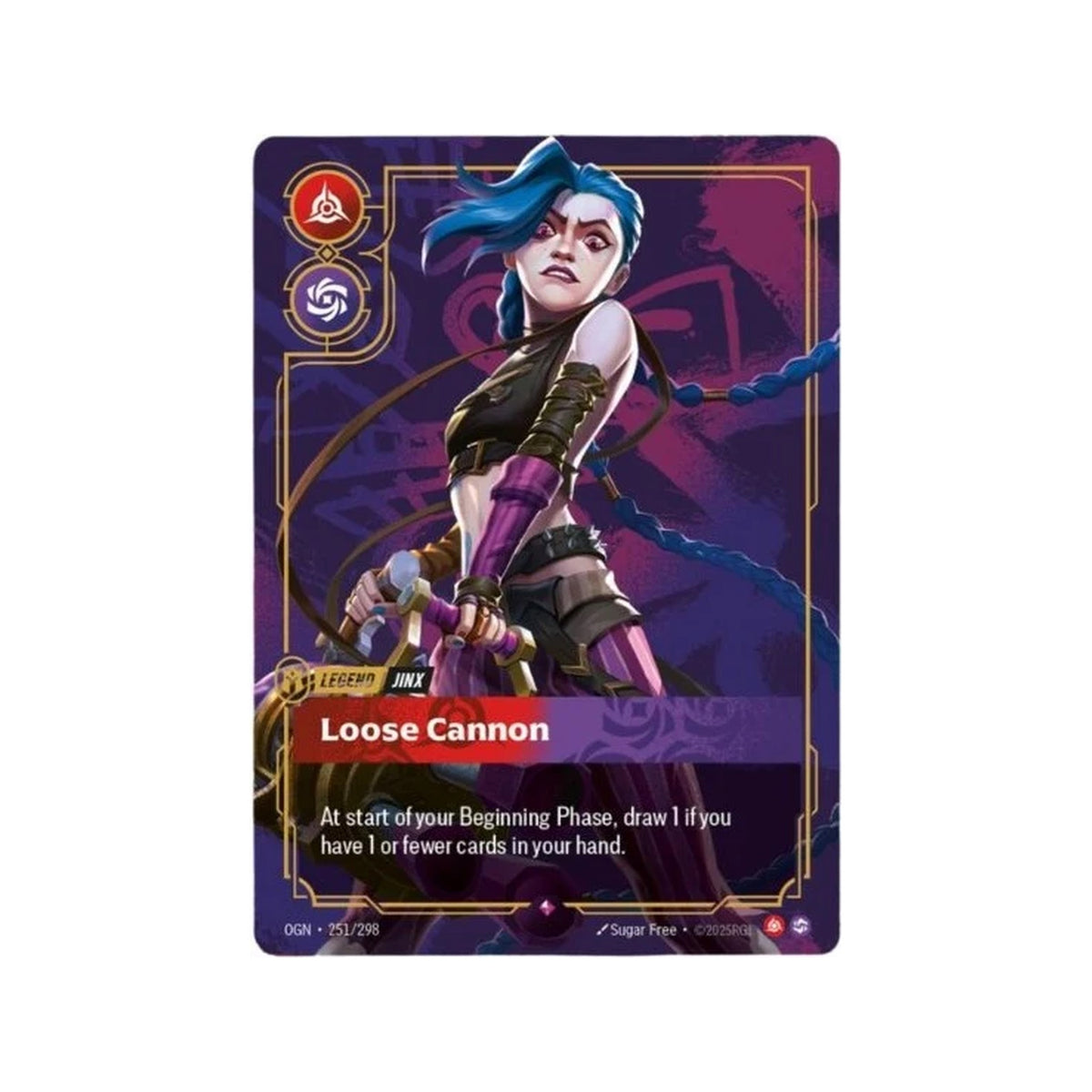 Carte Légende Jinx « Loose Cannon » de l'extension Riftbound Origins (visuel de la version anglaise)