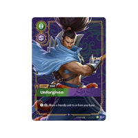 Carte Légende Yasuo « Unforgiven » de l'extension Riftbound Origins (visuel de la version anglaise)