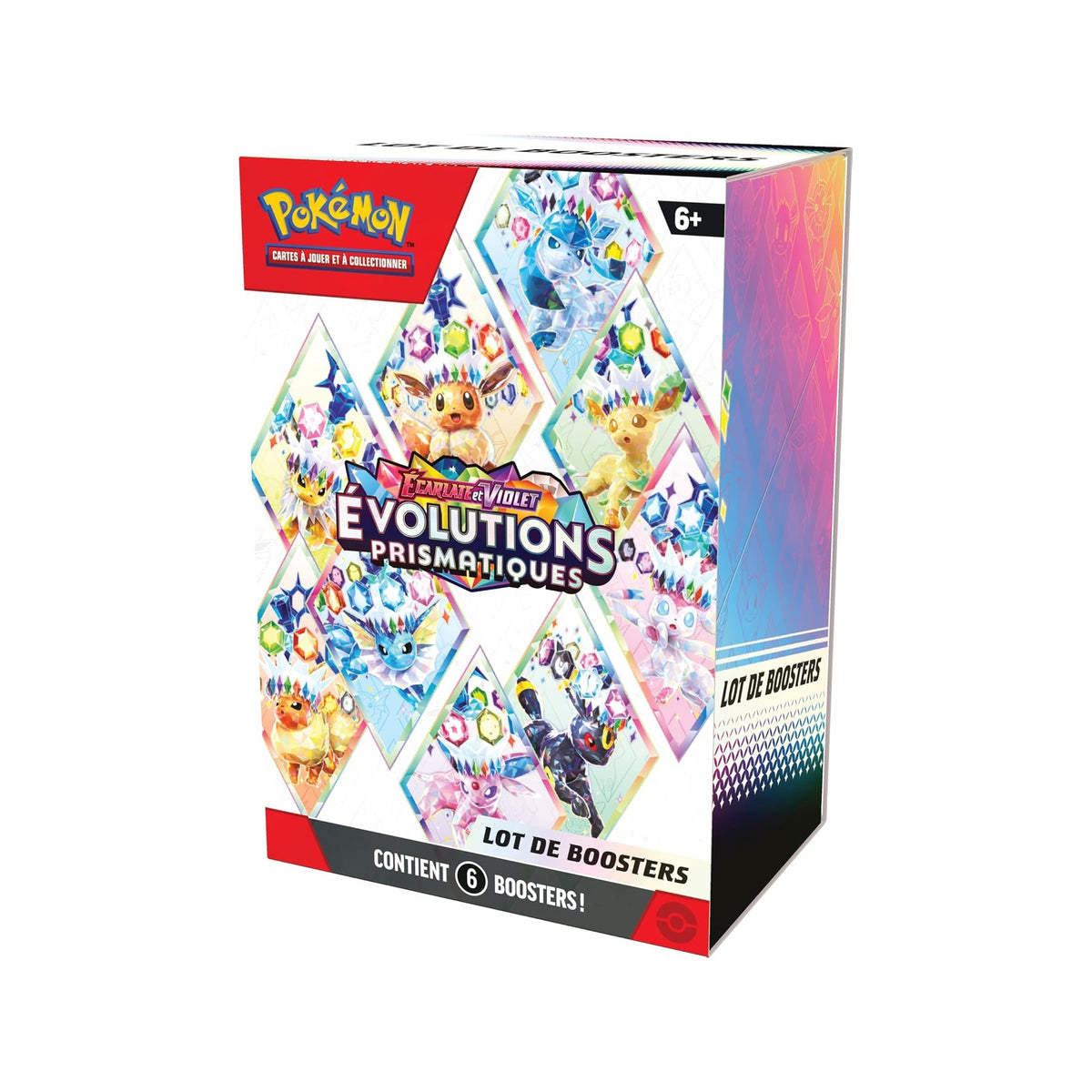 Bundle Évolutions Prismatiques (EV8.5) en français, boîte vue de trois quarts côté droit, Évoli et ses évolutions