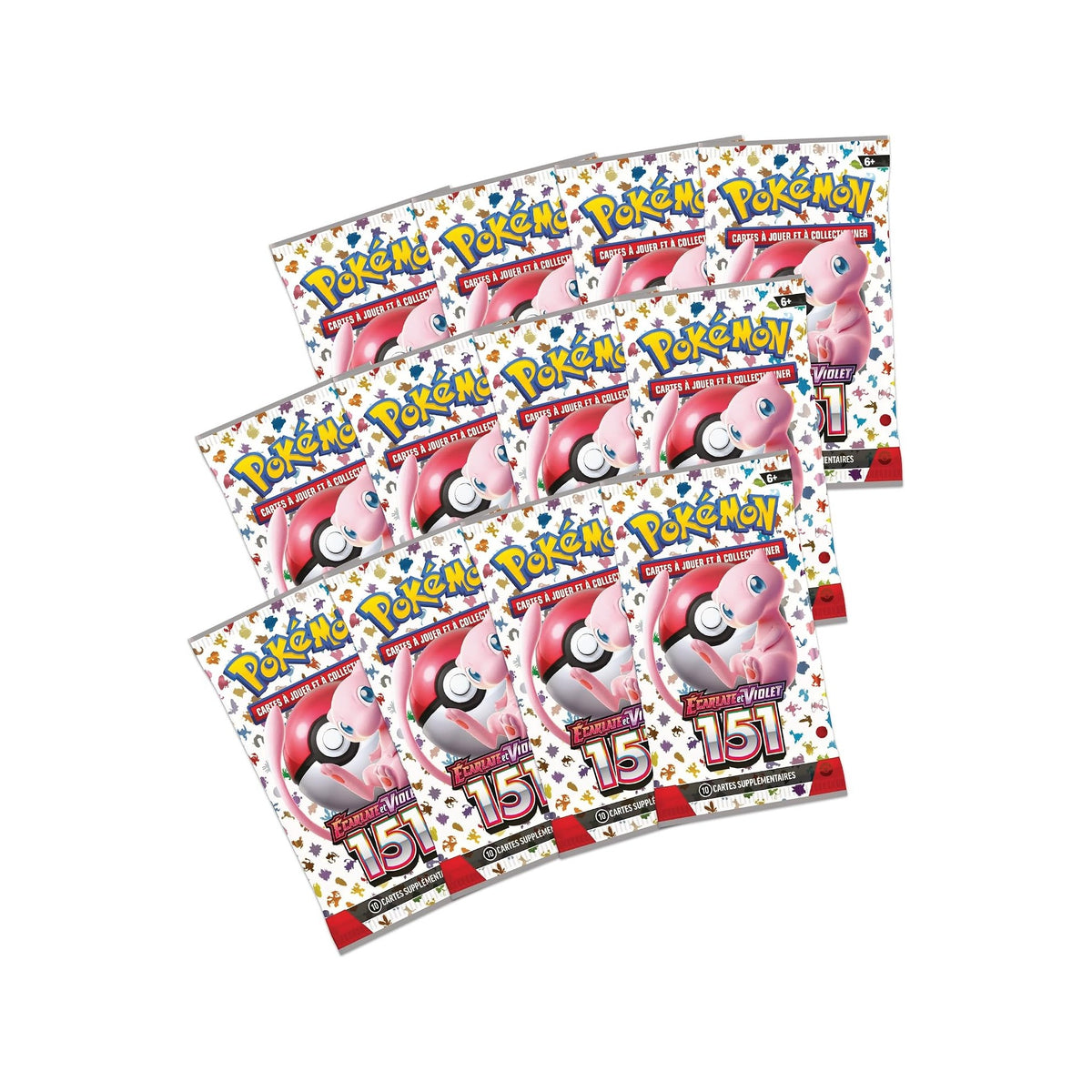 Les 12 boosters 151 (EV3.5) en français du coffret Eaux Florissantes