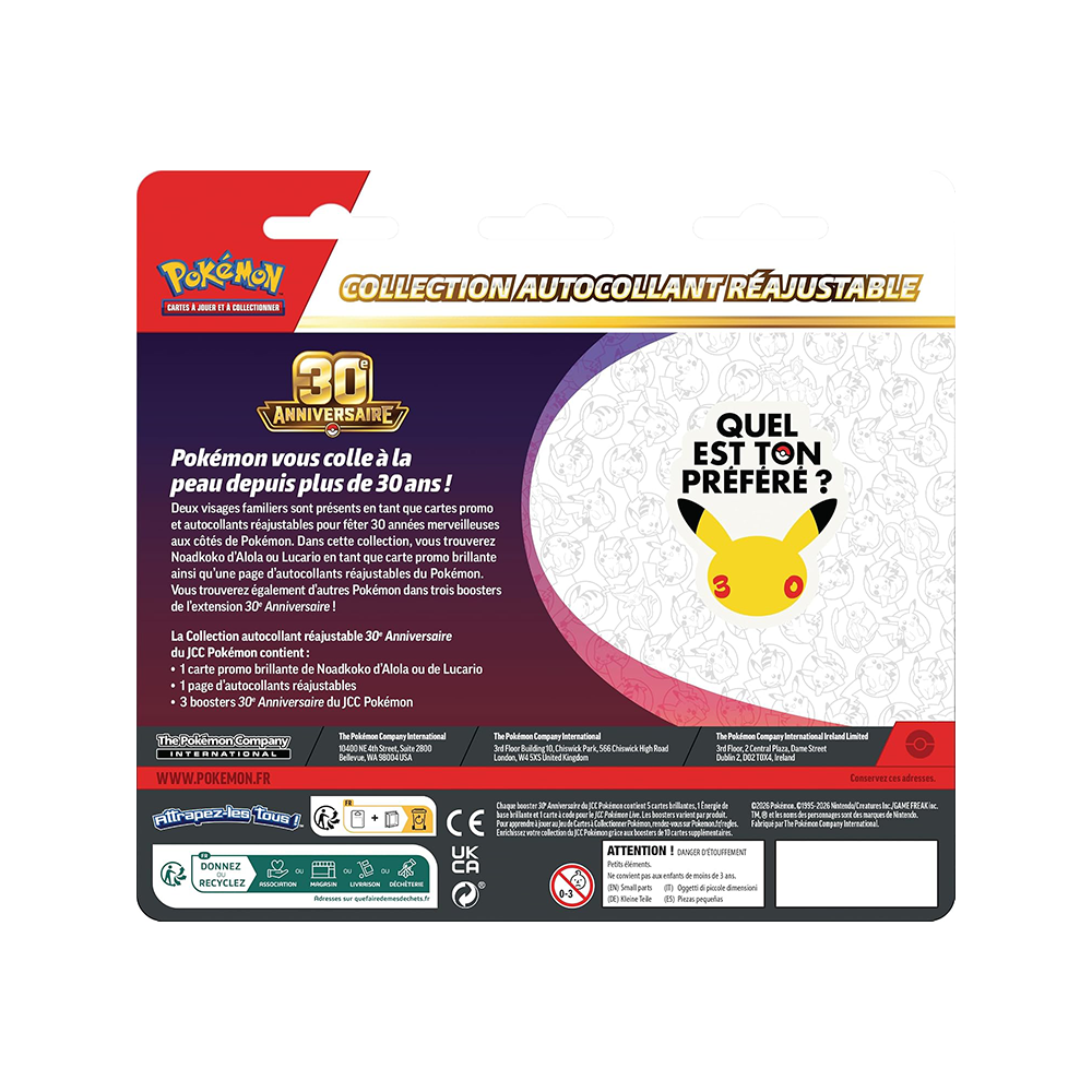 Pokémon – Collection Autocollant Lucario 30e Anniversaire – FR
