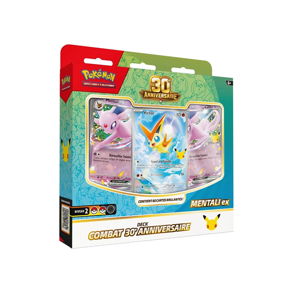 Deck de combat Mentali-ex 30e Anniversaire Pokémon en français, boîte vue de face