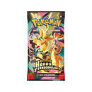 Un booster Méga-Évolution Héros Transcendants en français, de face, Dracolosse, Lucario, Dracaufeu et Ho-Oh