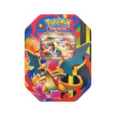 Pokébox Méga-Dracaufeu Y-ex seule, vue de face : boîte métal à l'illustration de Méga-Dracaufeu Y